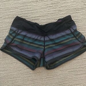 lululemon athletica Striped Athletic Shorts - Black and Multicolor